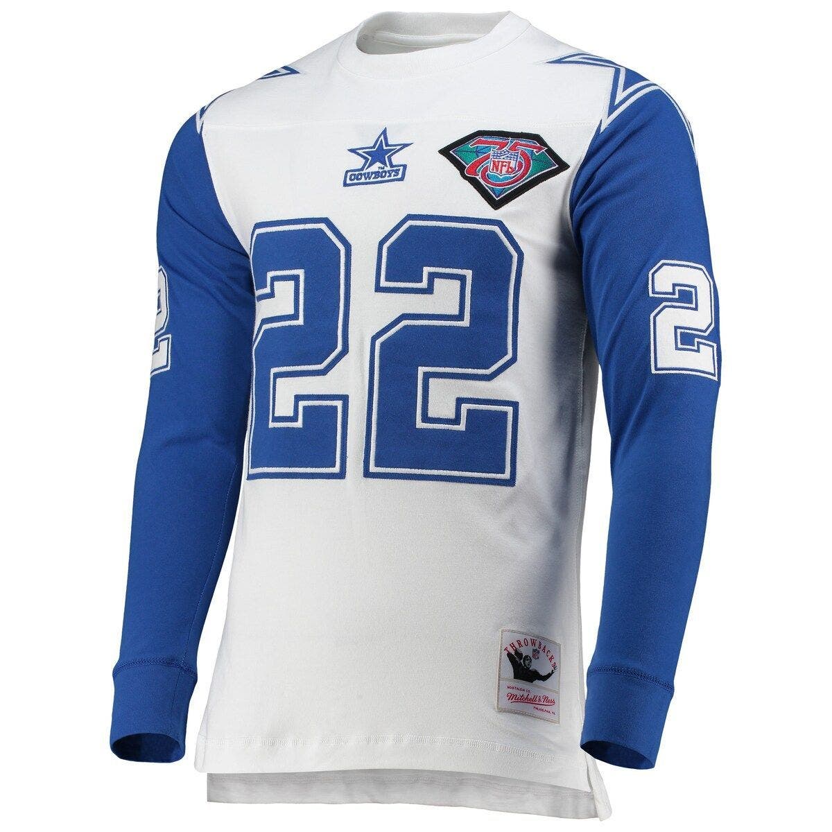 Men's Emmitt Smith Mitchell & Ness Navy Dallas Cowboys Retired Player Name  & Number T-Shirt