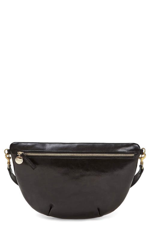 Clare V . Grande Leather Belt Bag In Black Rustic