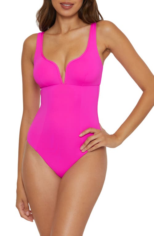 Color Code V-Wire One-Piece Swimsuit in Vivid Pink
