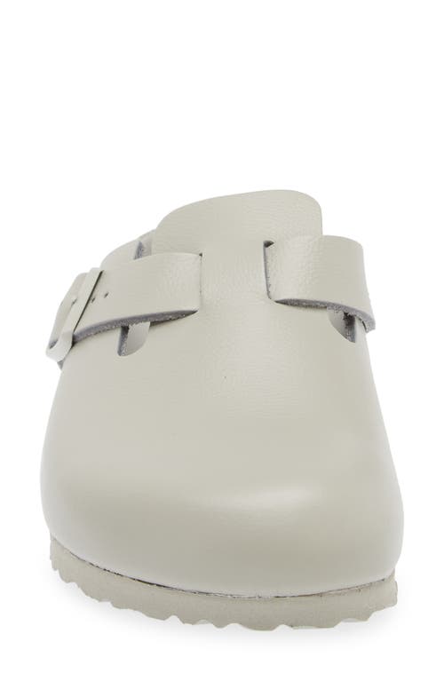 Birkenstock Boston Exquisite Leather Buckle Clogs In Mineral Gray
