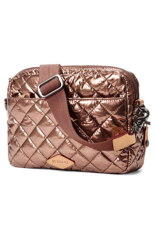 Shop Mz Wallace Small Metro Quilted Nylon Camera Bag In Copper Metallic Lacquer