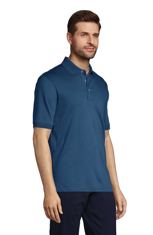 Shop Lands' End Short Sleeve Cotton Supima Polo Shirt In Evening Blue