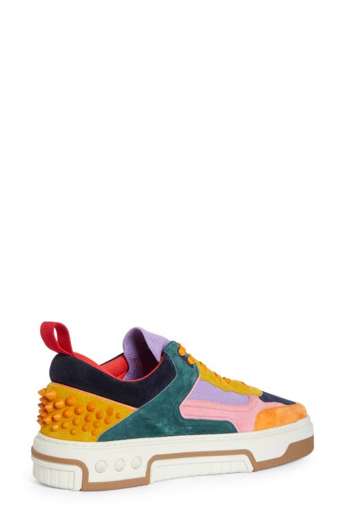 Shop Christian Louboutin Astroloubi Mixed Media Low Top Sneaker In 5631-multi Foam/navy