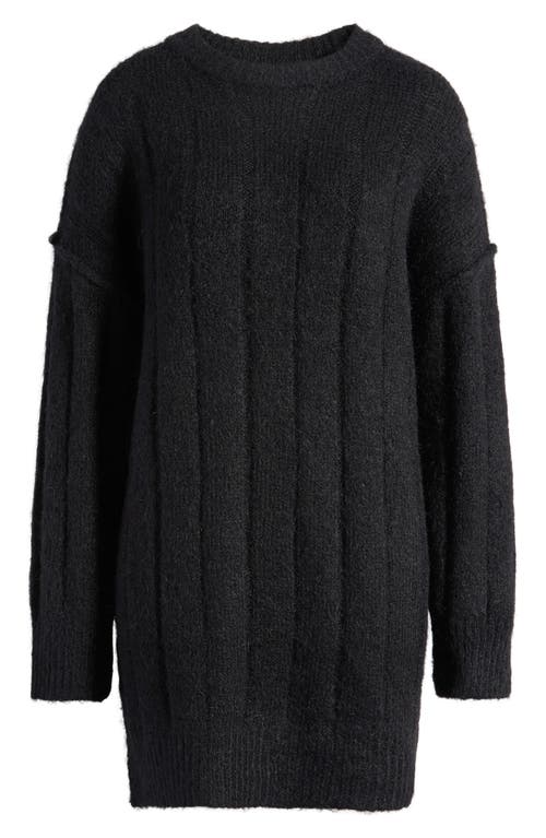 Shop Topshop Rib Long Sleeve Knit Mini Sweater Dress In Black