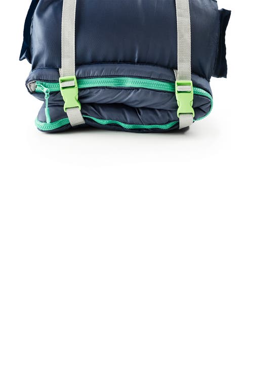 Mimish Kids' Sleep-n-pack Faux Shearling Lined Sleeping Bag Backpack In Dark Navy/stormy Grey