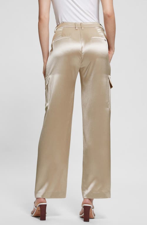 Shop Guess Megan Satin Cargo Pants In Cemento