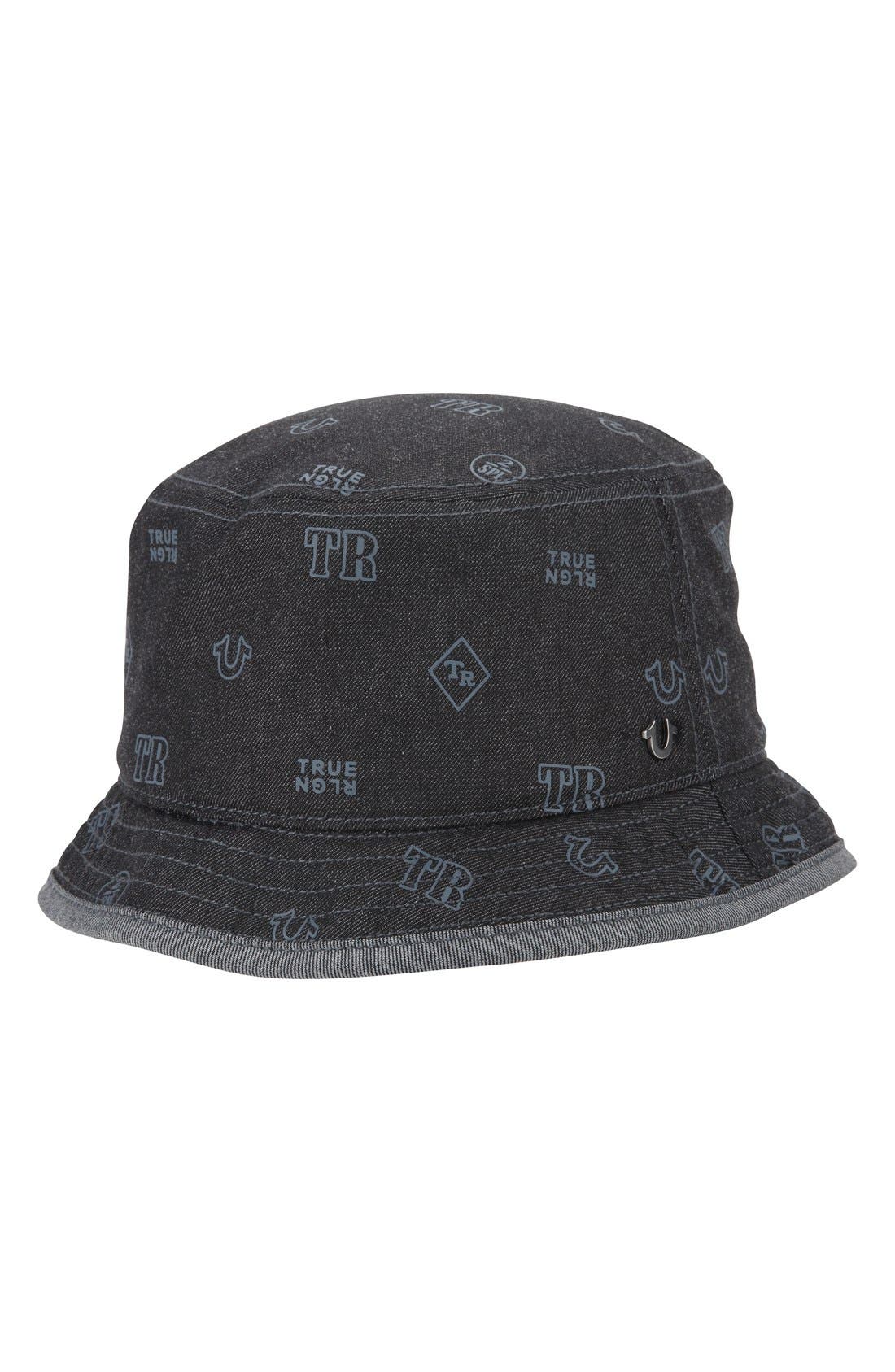 denim monogram hat