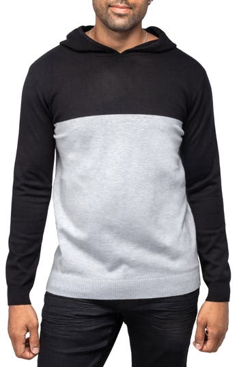 X-ray Xray Colorblock Hooded Sweater In Black/h Grey