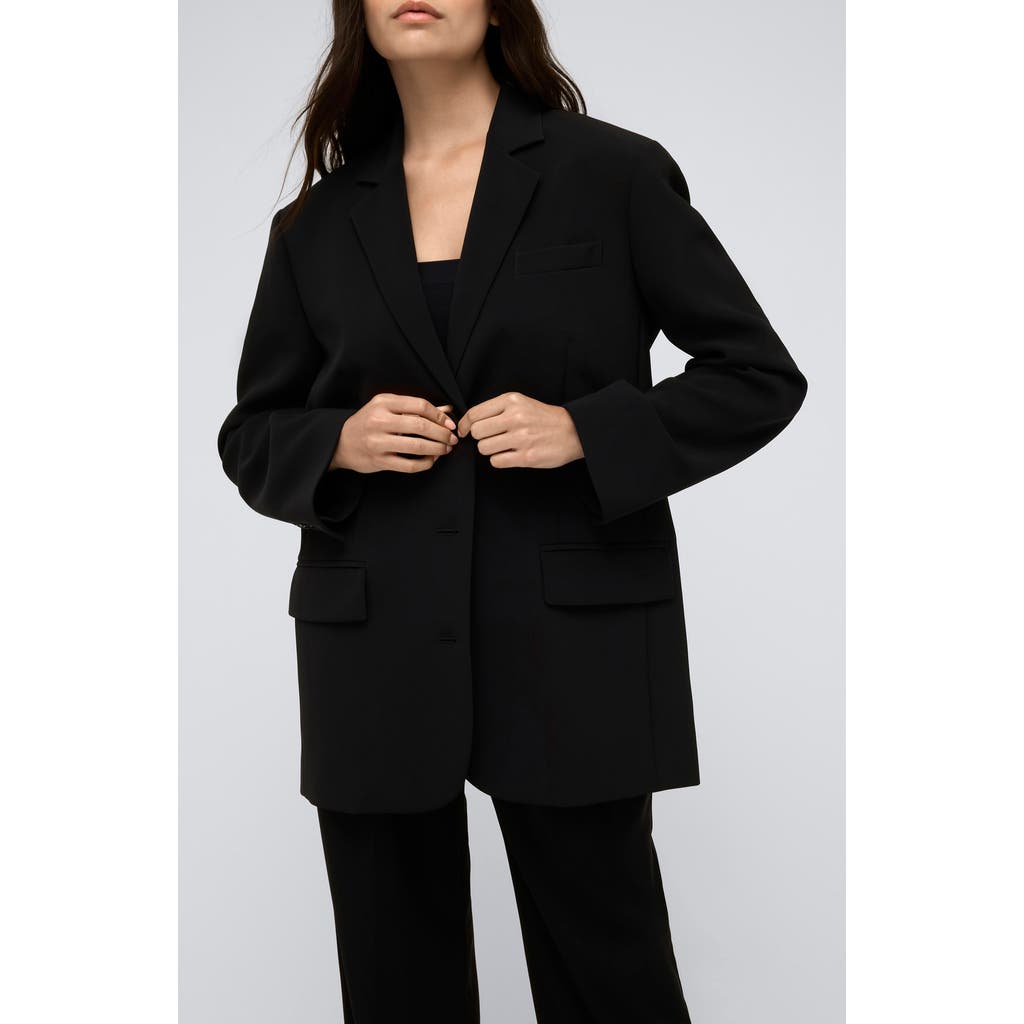 Kenneth Cole Luxe Twill Two Button Boyfriend Jacket In Black