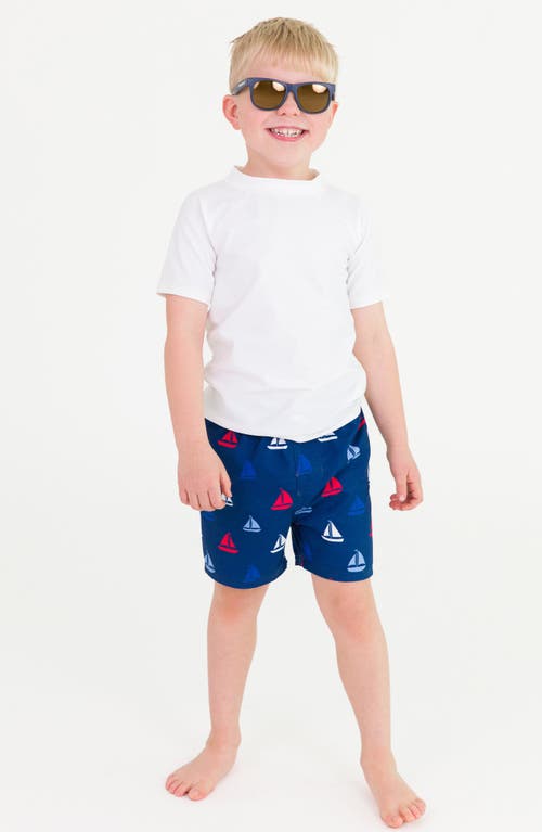 Ruggedbutts Kids' Sail Away Swim Trunks In Sail Away