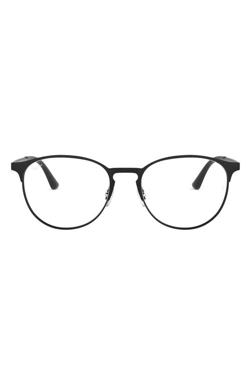 Ray-Ban 55mm Semi Rimless Round Optical Glasses in Matte Black at Nordstrom