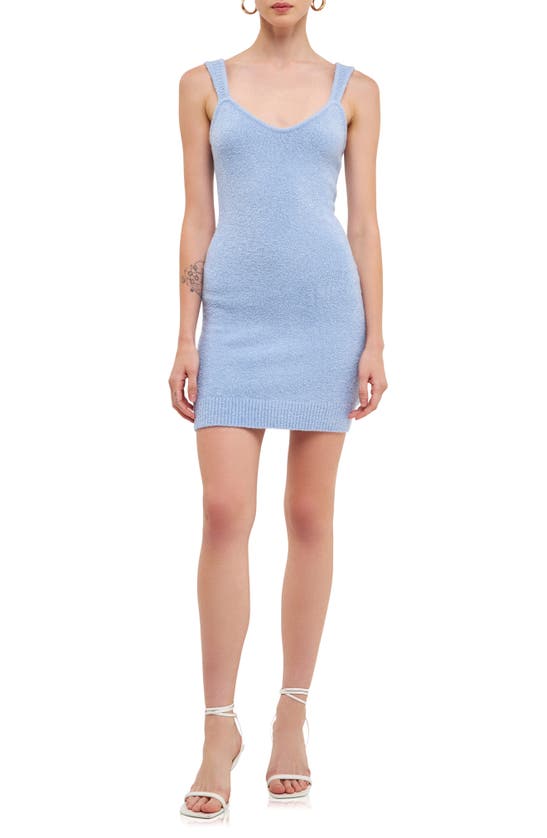 Shop Endless Rose Sleeveless Knit Minidress In Blue