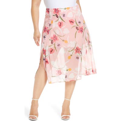 Plus Size Leith Floral Chiffon Skirt, Pink