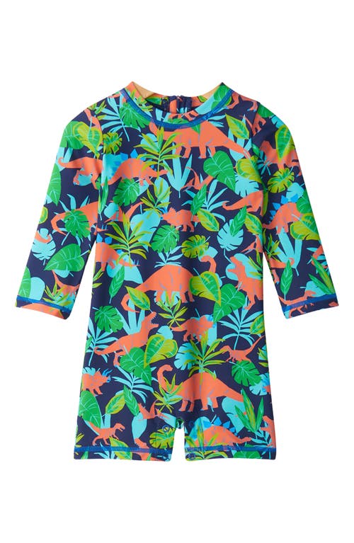 Hatley Dino Jungle Long Sleeve One-Piece Rashguard Swimsuit Blue at Nordstrom,