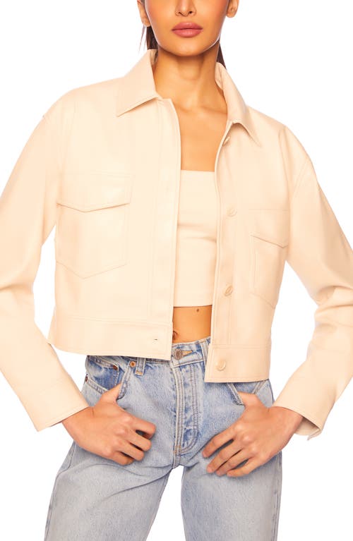 Faux Leather Crop Cargo Jacket in Blanched Almond