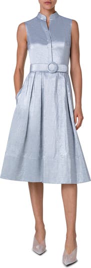 Akris punto Metallic Cotton & Linen Blend Dress