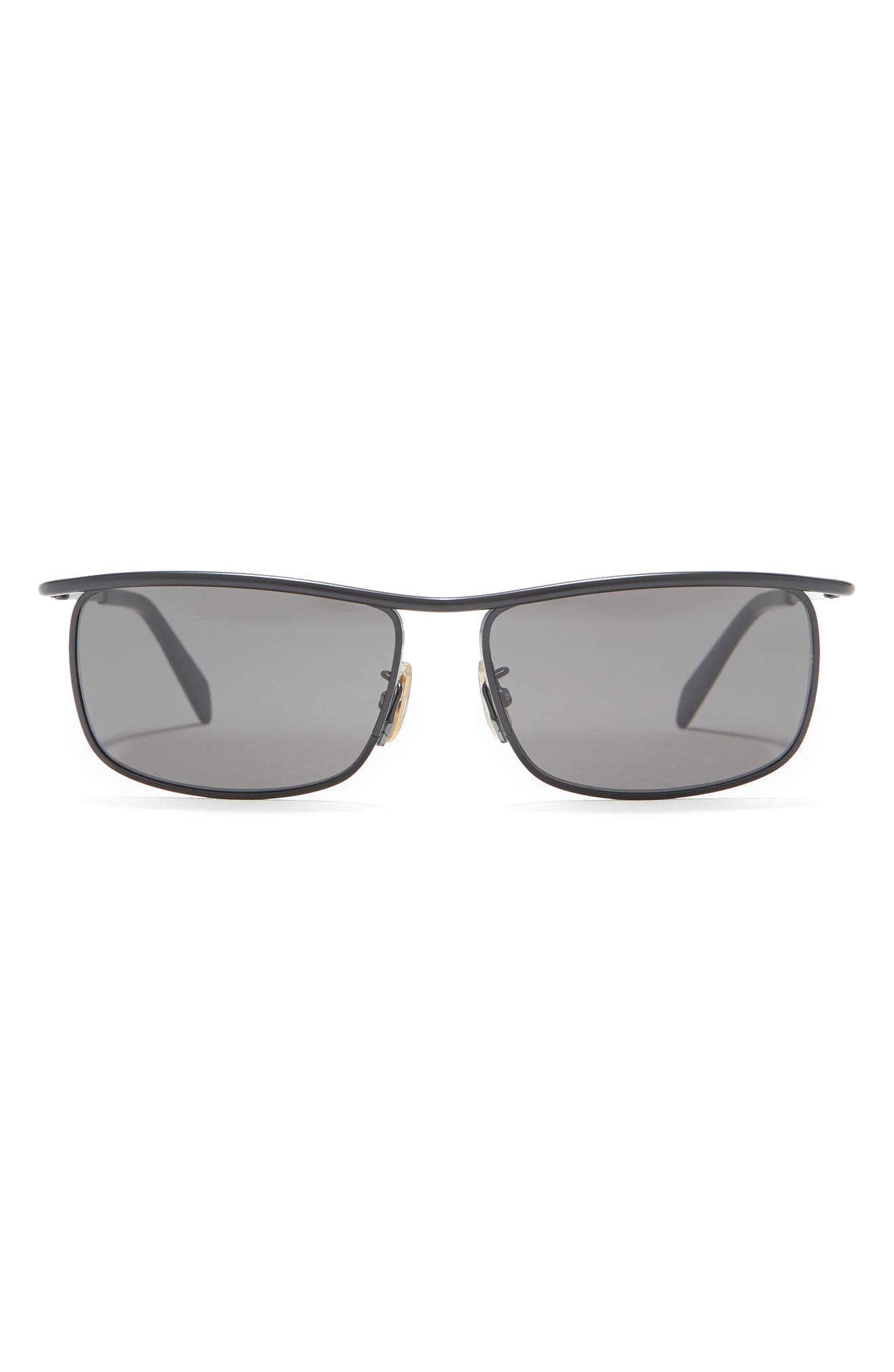 Celine 58mm Rectangular Sunglasses In Matte Black / Smoke | ModeSens