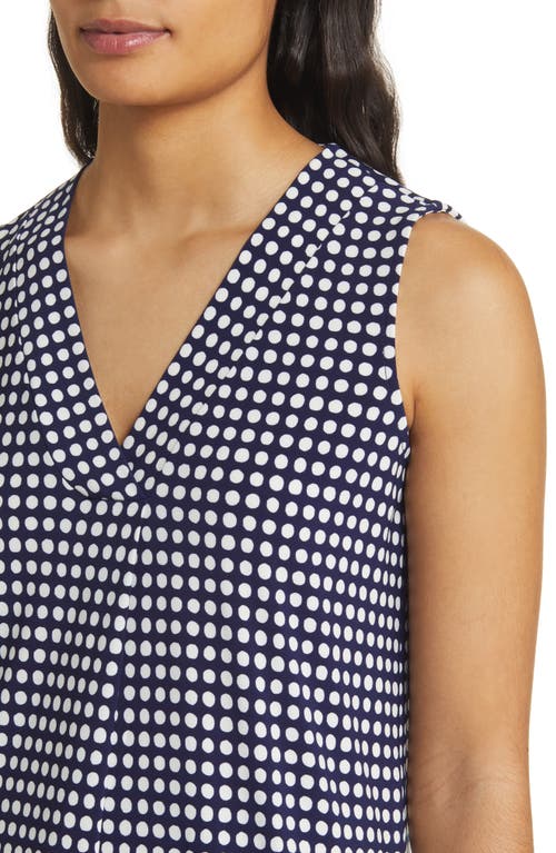 Anne Klein Women's Printed Sleeveless V-neck Shell Top In Distant Mt/anne White