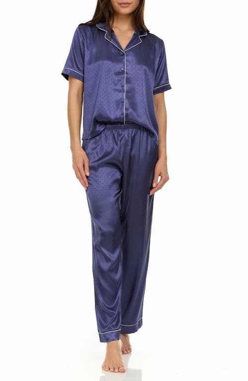 Flora By Flora Nikrooz Jamie Jacquard Satin Pajamas In Navy