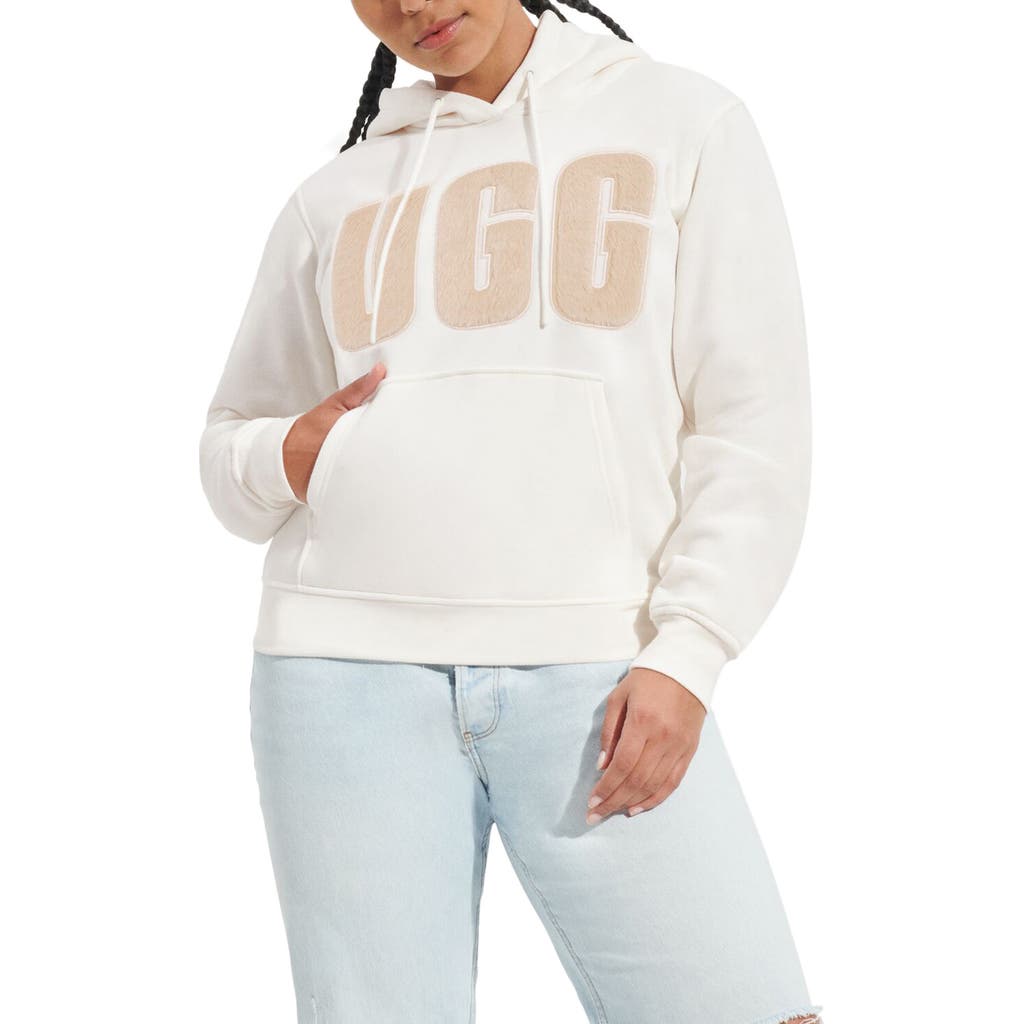 Ugg(r) Rey Fluffy Logo Hoodie In Nimbus/sand