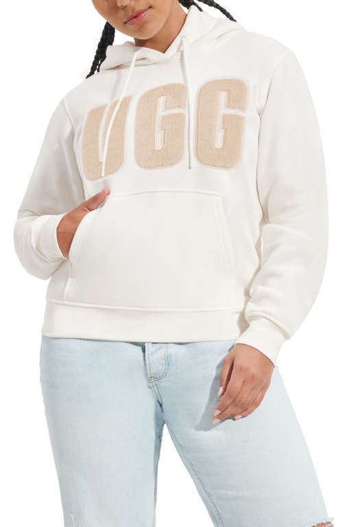 UGG(r) Rey Fluffy Logo Hoodie in Nimbus /Sand