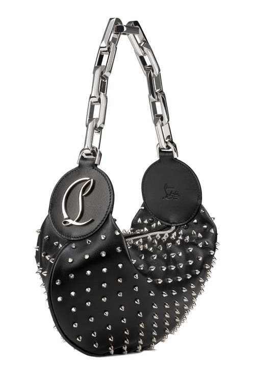 Shop Christian Louboutin Le 54 Studded Leather Shoulder Bag In H651 Black/silver/silver