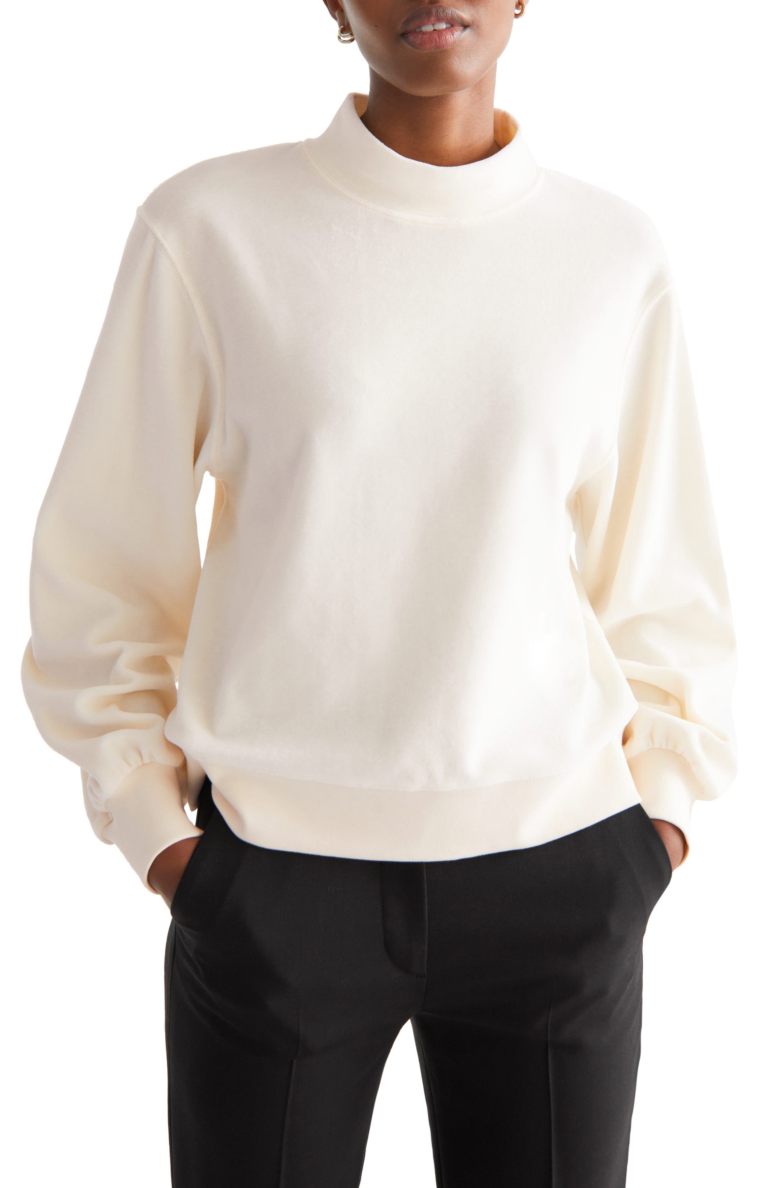 mock turtleneck sweater with back zipper