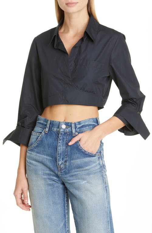 TWP The Ty Me Up Crop Shirt Black at Nordstrom,