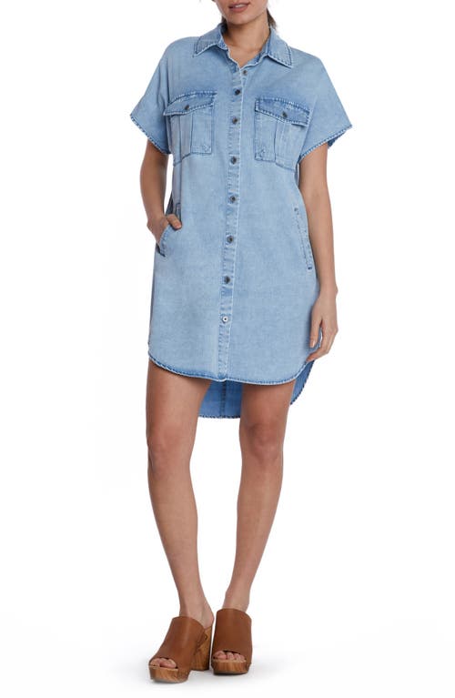 Shop Wash Lab Denim High/low Denim Shirtdress In Sky Blue