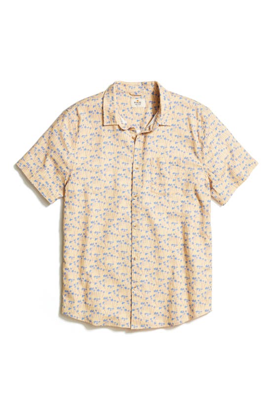 Shop Marine Layer Palme Tree Short Sleeve Stretch Cotton Button-up Shirt In Warm Palm Print