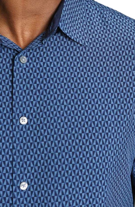 Shop Jachs Gravityless Geo Short Sleeve Button-up Shirt In Blue Geo Gravityless Print