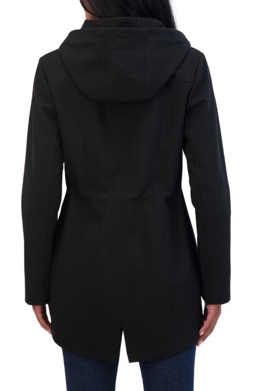 Sebby Water Resistant Hooded Softshell Coat In Black