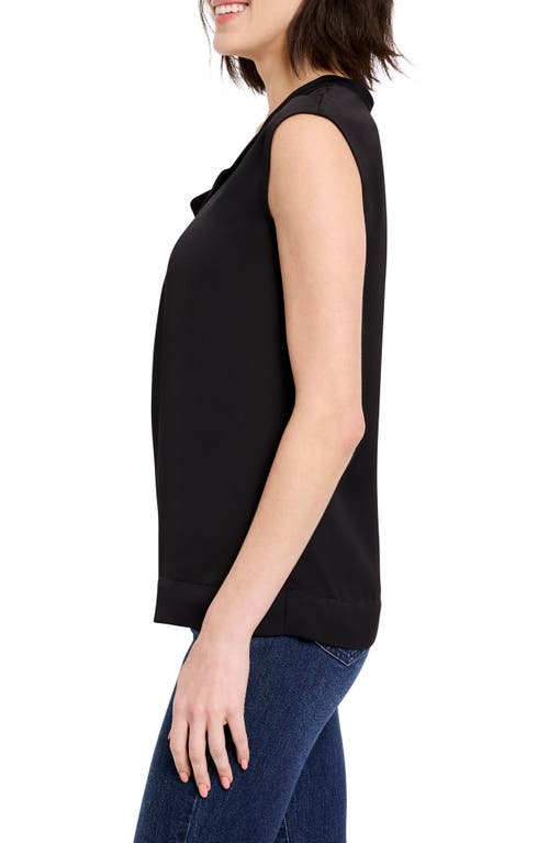Nic + Zoe Satin Chiffon Layer Top In Black Onyx In Black Onyx