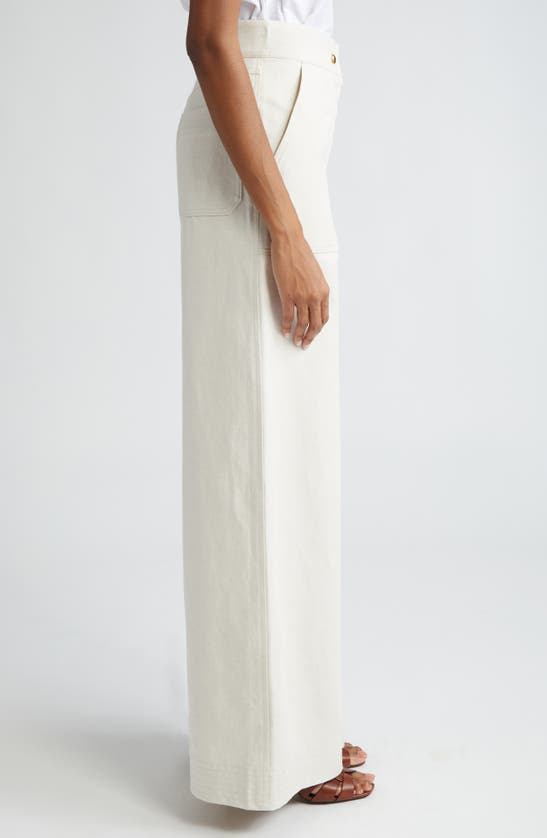 Shop Max Mara Oboli Cotton & Linen Wide Leg Utility Pants In Ivory