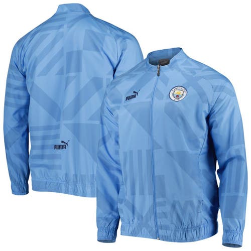 Men's Puma Light Blue Manchester City Pre-Match Raglan Full-Zip Training Jacket