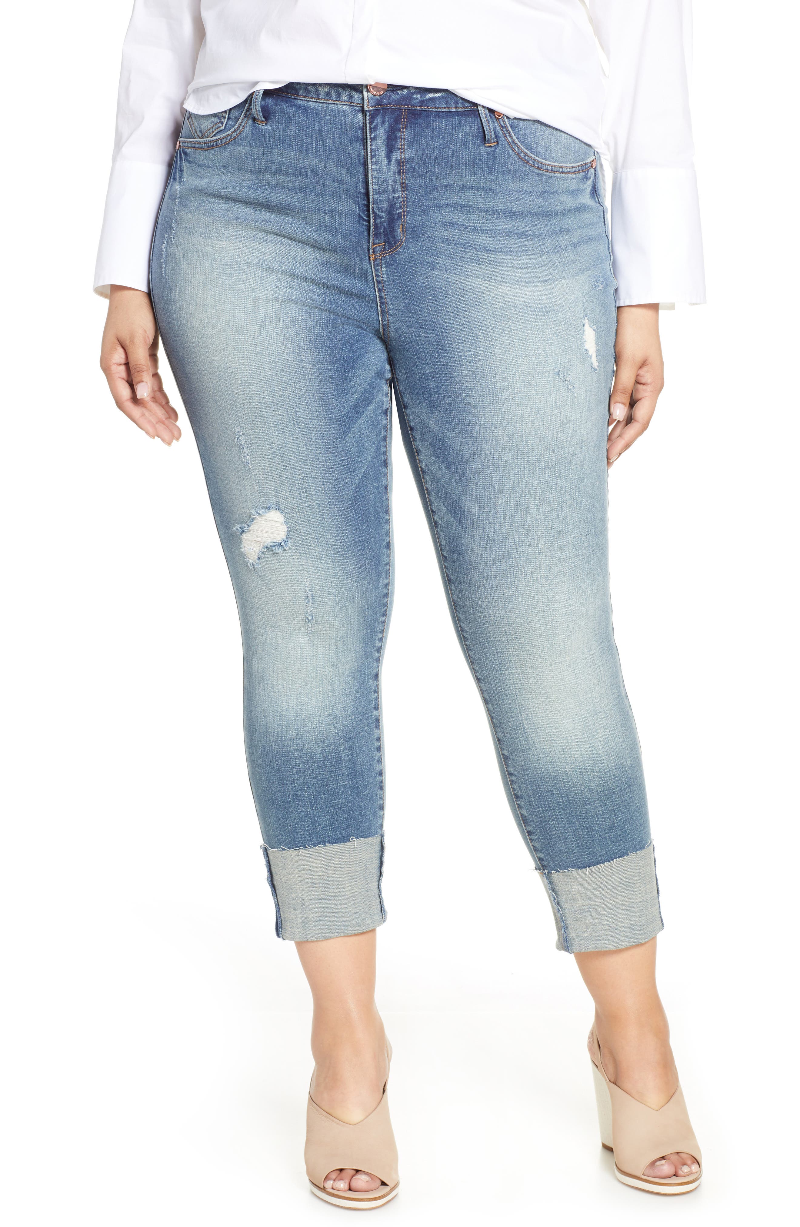 UPC 849333044820 product image for Plus Size Women's Seven7 Tower High Waist Cuffed Skinny Jeans, Size 14W - Blue | upcitemdb.com