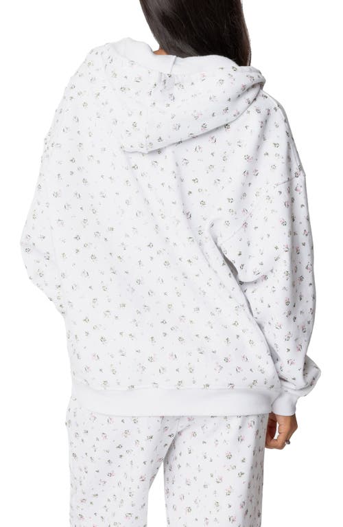 Shop Edikted Bouquet Oversize Front Zip Cotton Blend Hoodie In Cream