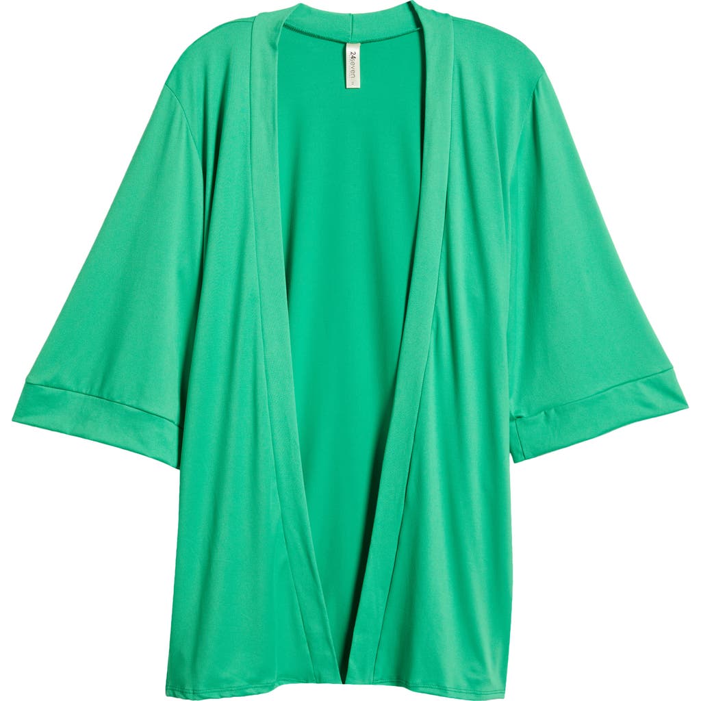 24seven Comfort Apparel Open Front Elbow Length Sleeve Maternity Cardigan In Grass