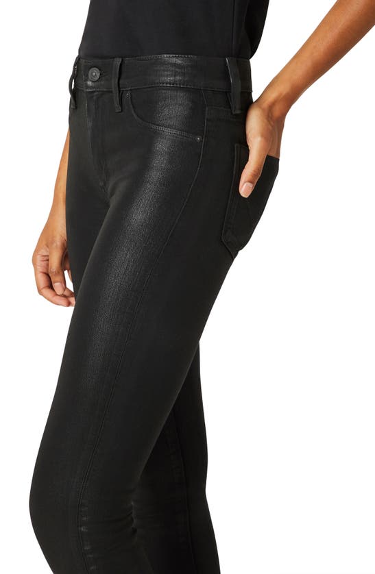 Hudson Double Coated Skinny Ankle Jeans In High Shine Dark Slate In Noir Coated