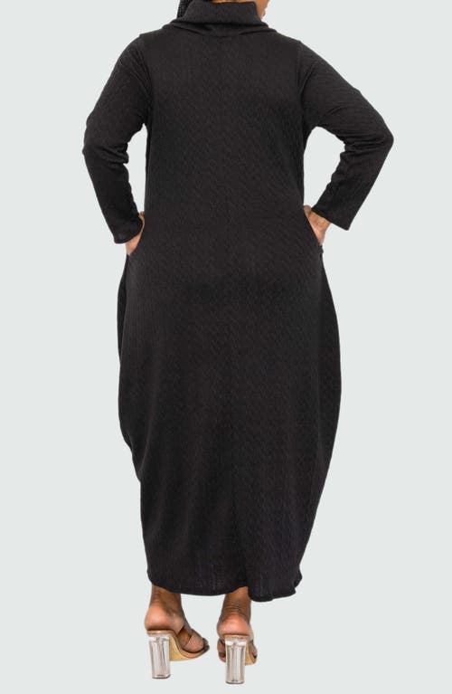 Shop L I V D Lana Cowl Neck Long Sleeve Maxi Sweater Dress In Black