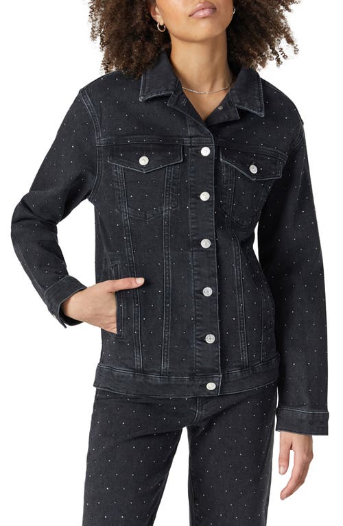 Mavi Jeans Karla Rhinestone Denim Jacket Shiny Smoke at Nordstrom,