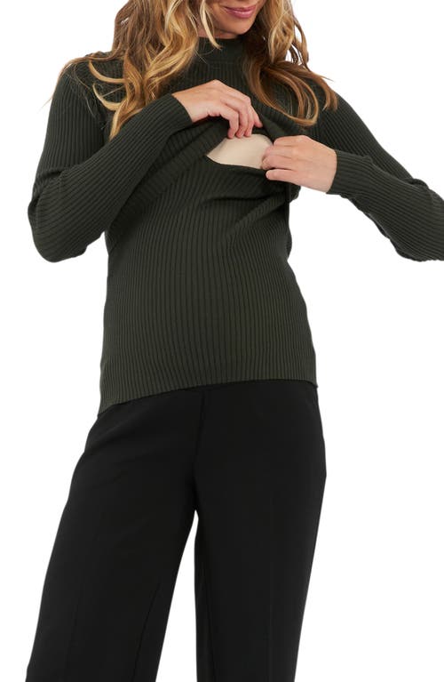 Shop Ripe Maternity Lift Up Rib Maternity/nursing Sweater In Ivy