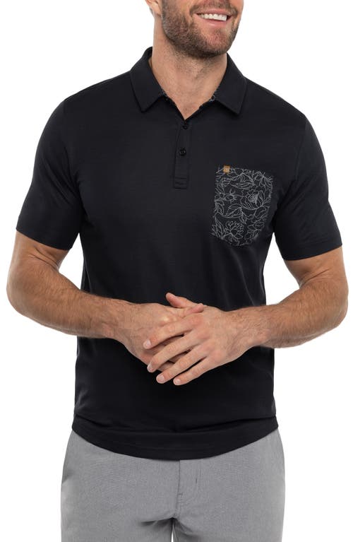 TravisMathew Wind and Sails Floral Pocket Piqué Polo in Black at Nordstrom, Size Small
