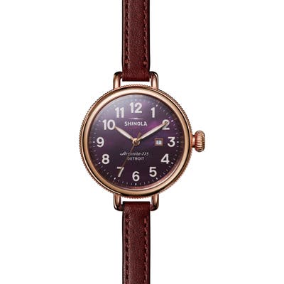 Shinola The Birdy Leather Strap Watch,