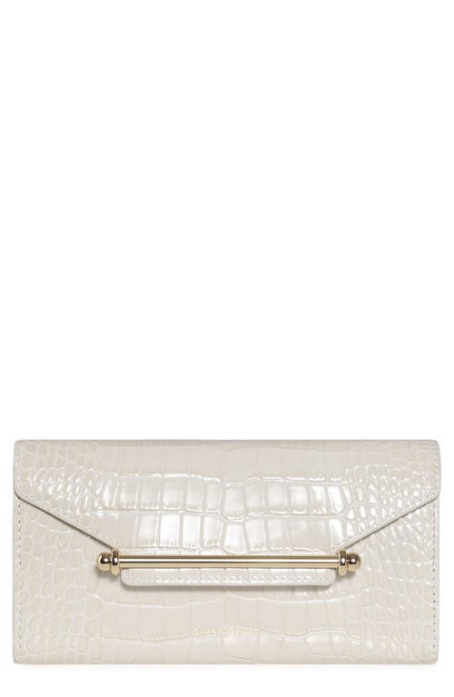 Strathberry Multrees Croc Embossed Leather Wallet on a Chain in Vanilla at Nordstrom