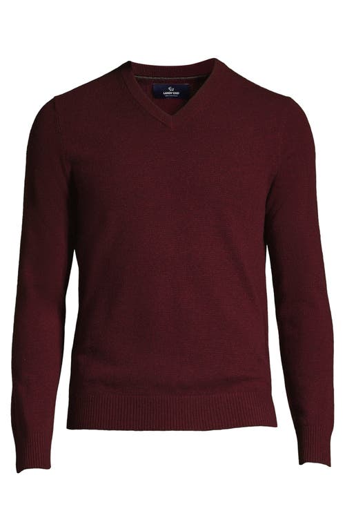 Shop Lands' End Fine Gauge Cashmere V-neck Sweater In Mulled Wine Heather