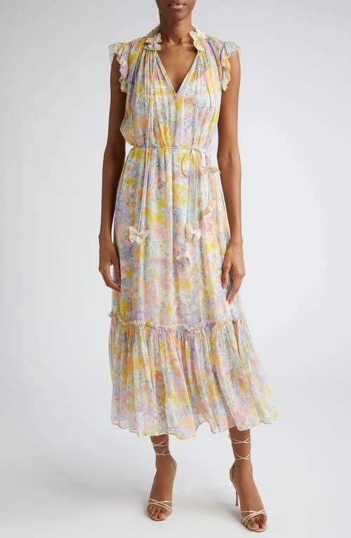 Zimmermann Butterfly Floral Print Tiered Dress Multi Meadow at Nordstrom,