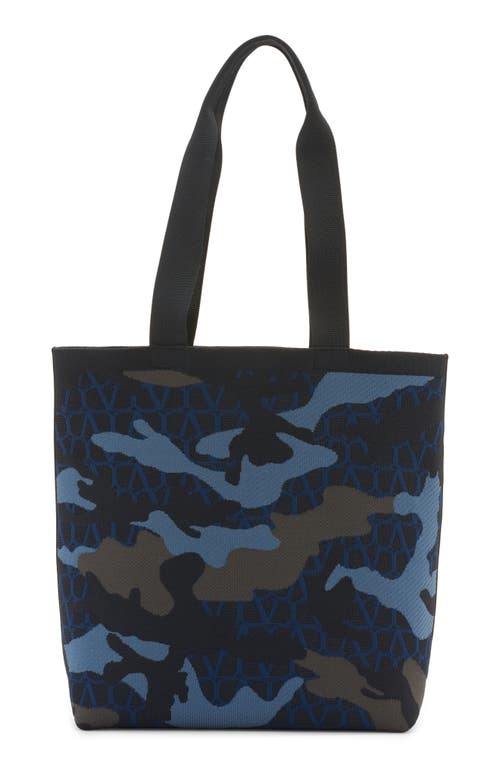 Shop Valentino Garavani Iconographe Camouflage Jacquard Tote In Marine