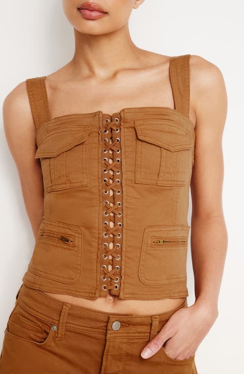 Shop Good American Sleeveless Twill Corset Tank In Canyon003