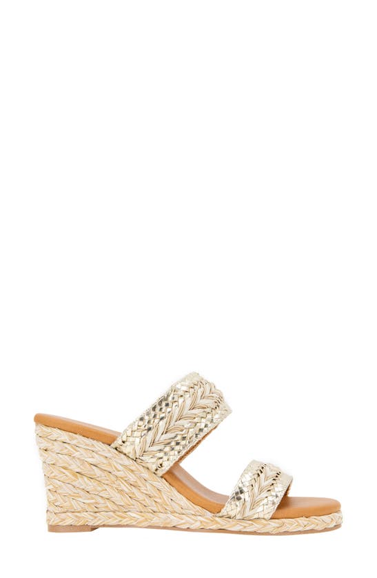 Shop Andre Assous André Assous Nitra Raffia Wedge Slide Sandal In Platino Multi